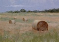A painting of hay bales in a field by Furnace Mountain, Lovettsville, VA